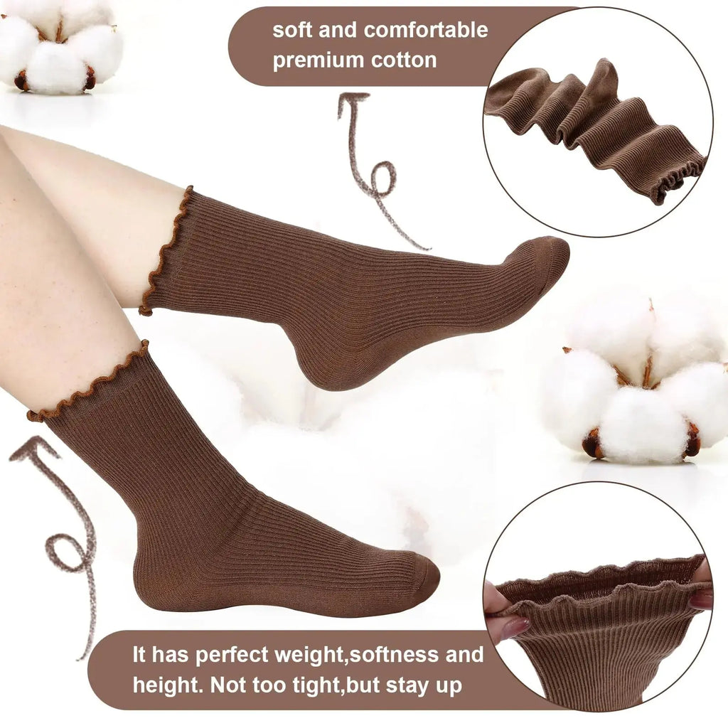 Eurzom 10 Pairs Elastic Ankle Length Cotton Socks - Lightweight Cute Socks for Women/ Girl