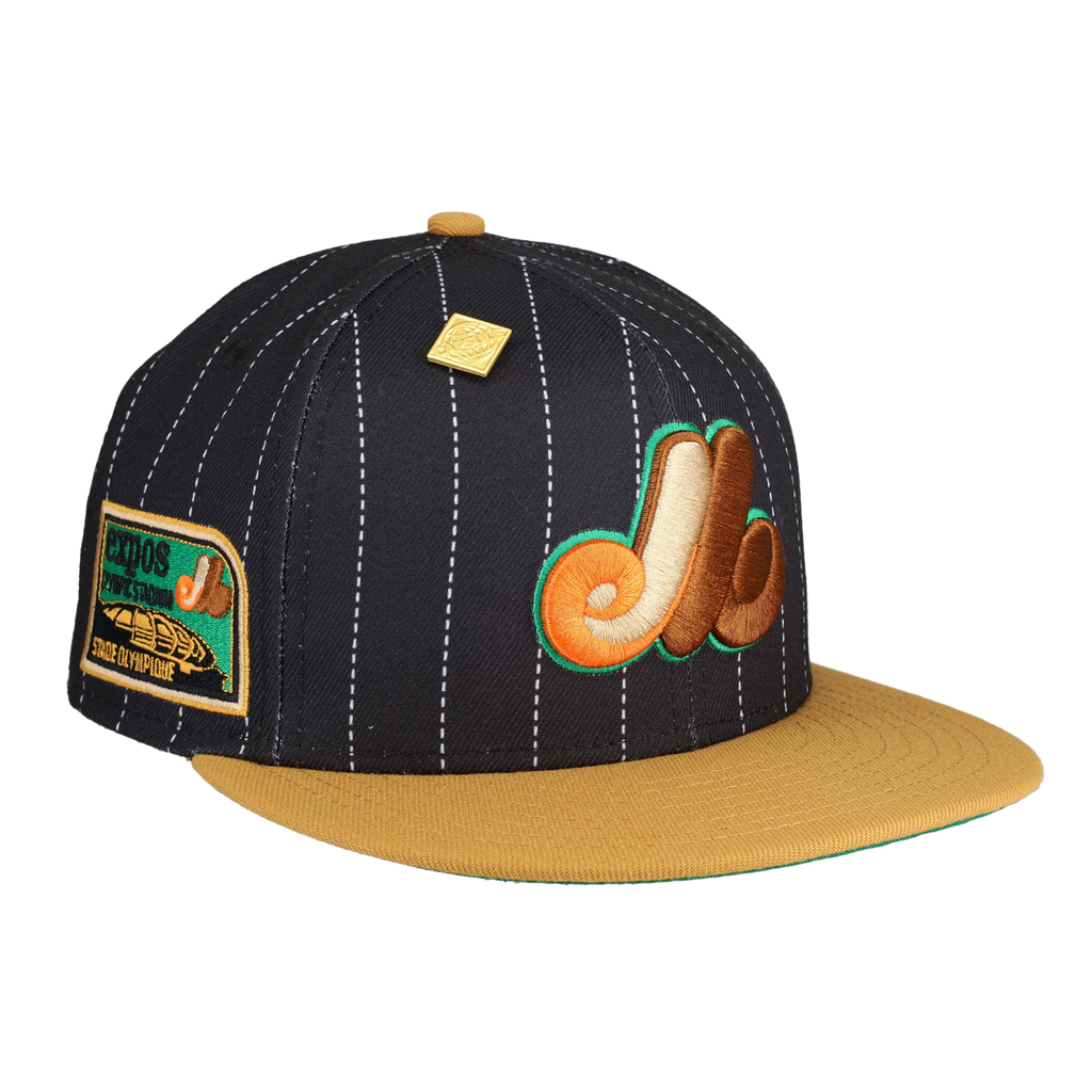 Montreal Expos Pinstripe Olympic Stadium Patch Fitted Hat