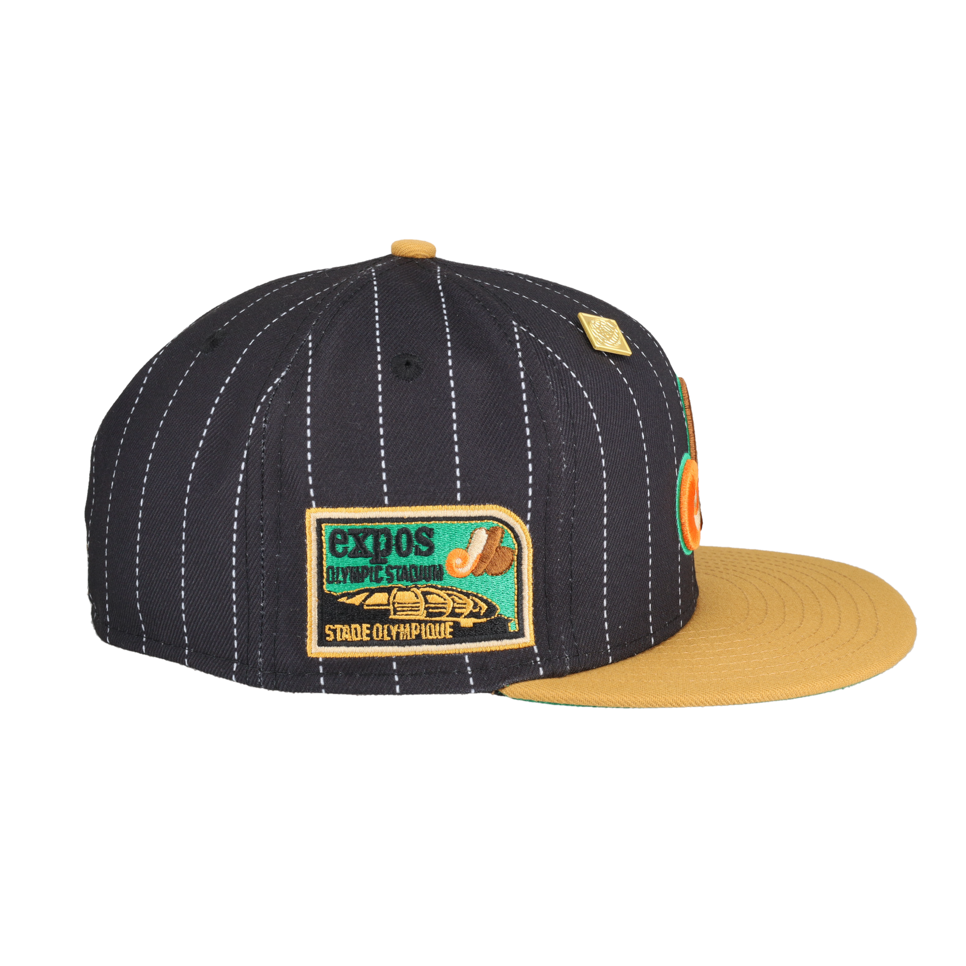Montreal Expos Pinstripe Olympic Stadium Patch Fitted Hat