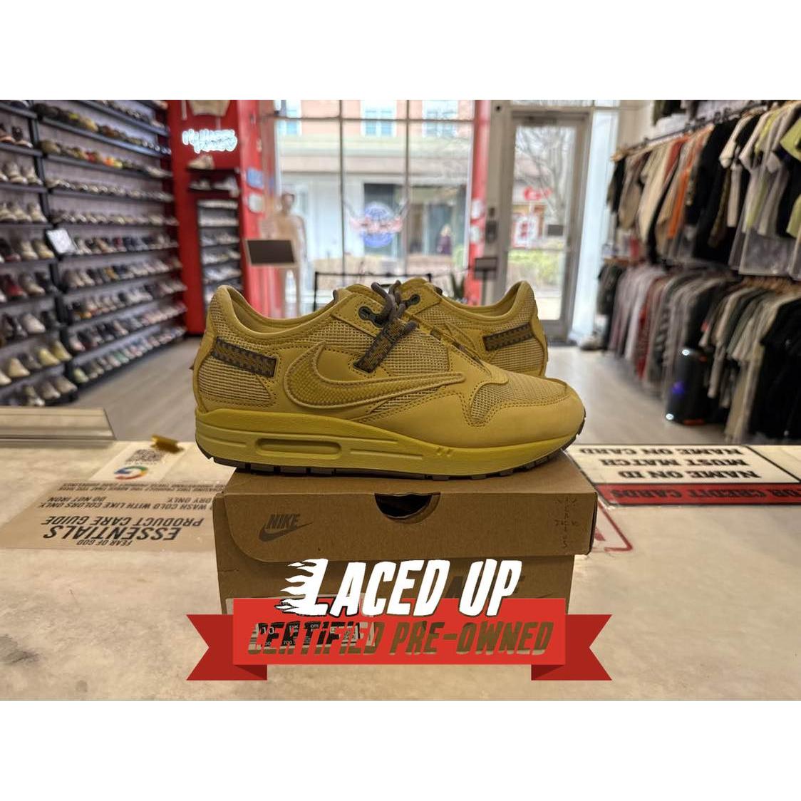 PRE OWNED Nike Air Max 1 Travis Scott Cactus Jack Saturn Gold