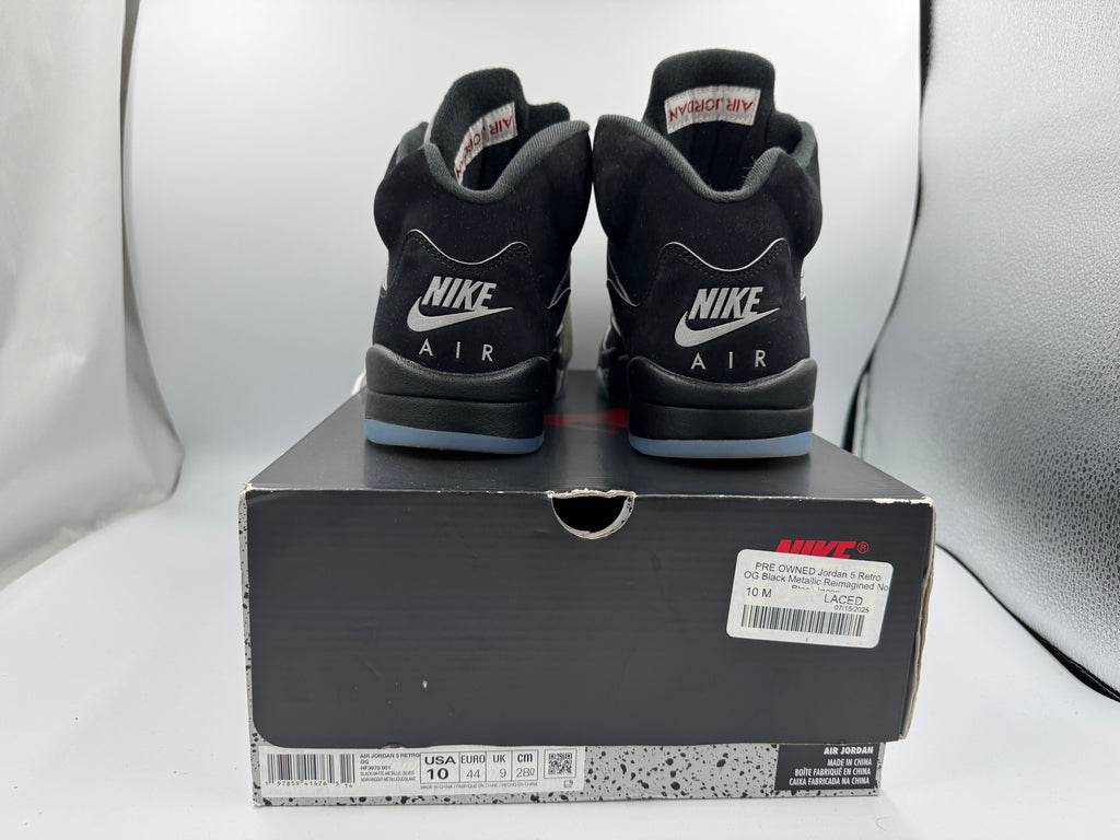 PRE OWNED Jordan 5 Retro OG Black Metallic Reimagined No Black laces