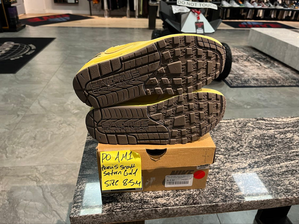 PRE OWNED Nike Air Max 1 Travis Scott Cactus Jack Saturn Gold