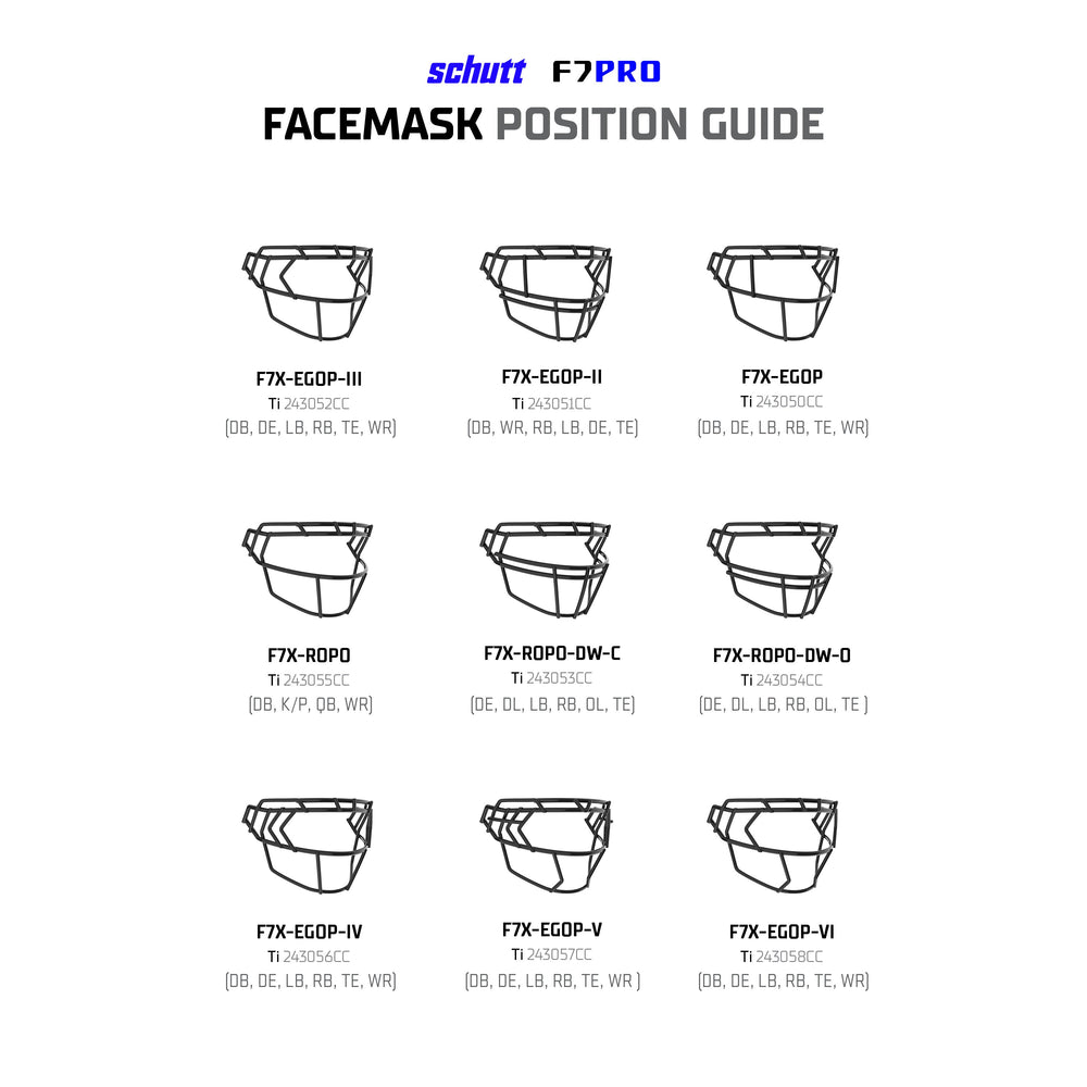 Schutt F7  Standard Facemasks