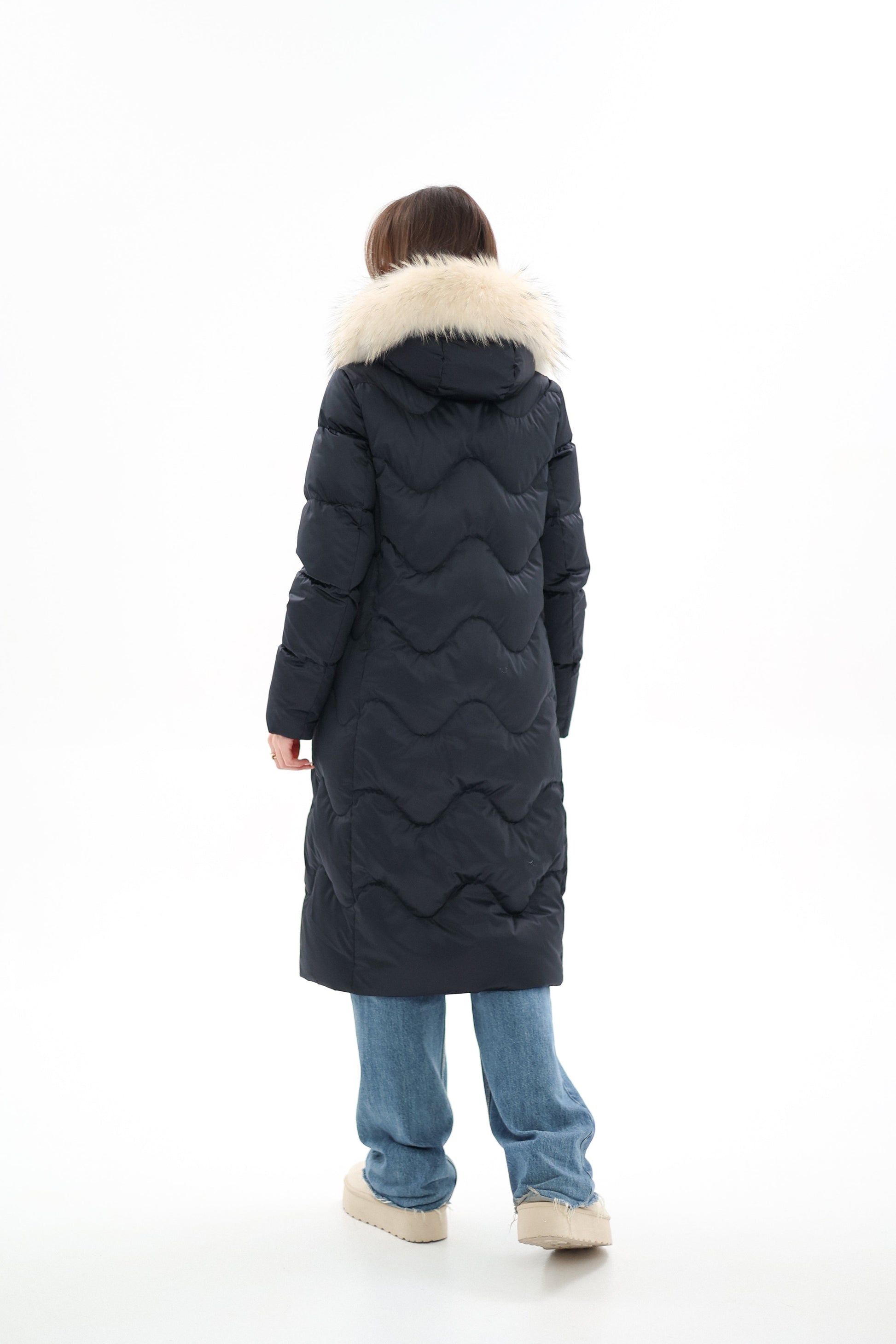 Genuine Fur Trim Down Fill Coat