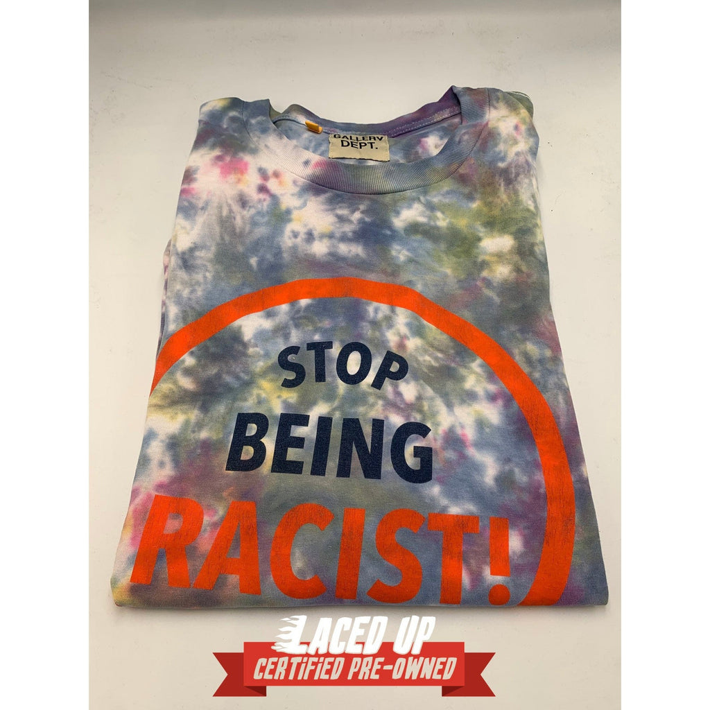 PRE OWNED Gallery Dept “stop being racist” tie dye tee (marble)