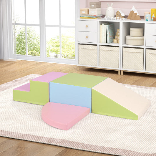 4-Piece Climb and Crawl Foam Block Play Set for Infant Baby-Red