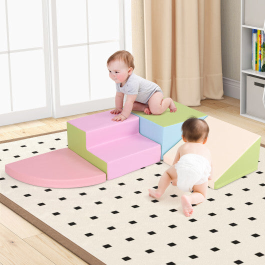 4-Piece Climb and Crawl Foam Block Play Set for Infant Baby-Red