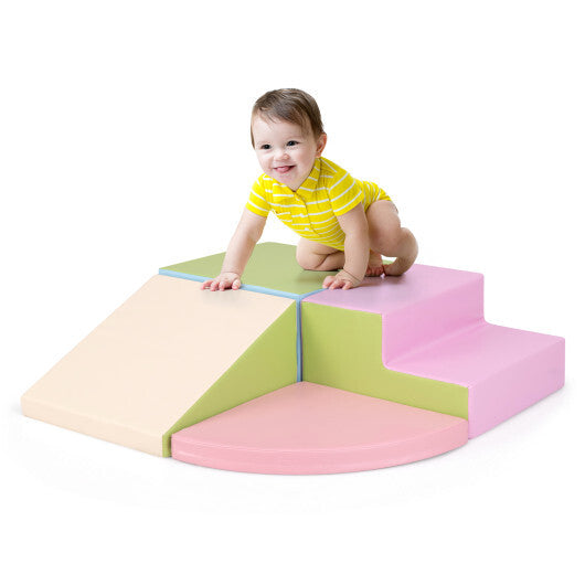 4-Piece Climb and Crawl Foam Block Play Set for Infant Baby-Red