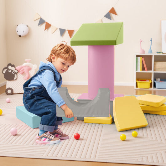10-Piece Foam Climbing Toys for Toddlers Soft Foam PU Leather Building Blocks-Color