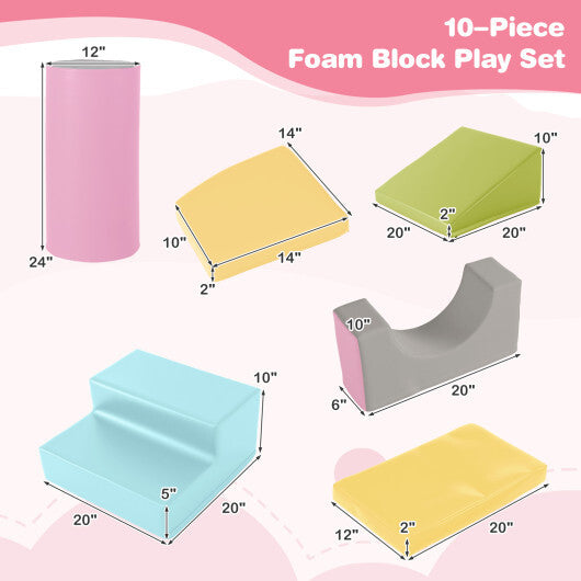 10-Piece Foam Climbing Toys for Toddlers Soft Foam PU Leather Building Blocks-Color