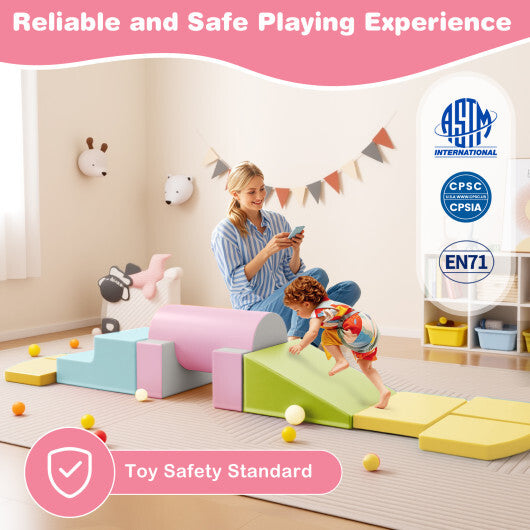 10-Piece Foam Climbing Toys for Toddlers Soft Foam PU Leather Building Blocks-Color