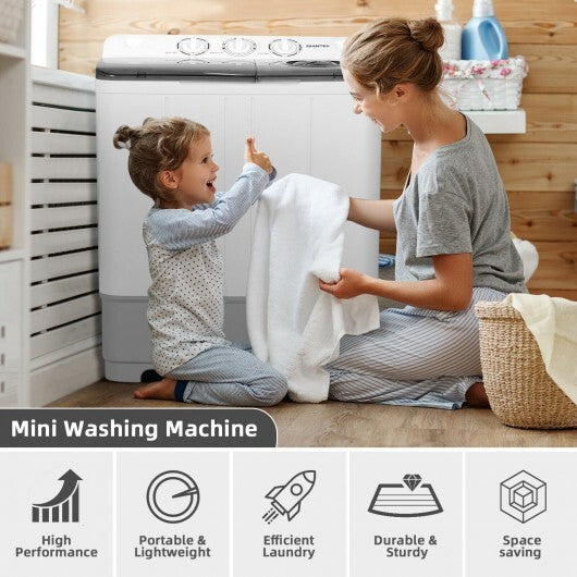 2-in-1 Portable 22lbs Capacity Washing Machine with Timer Control-Blue