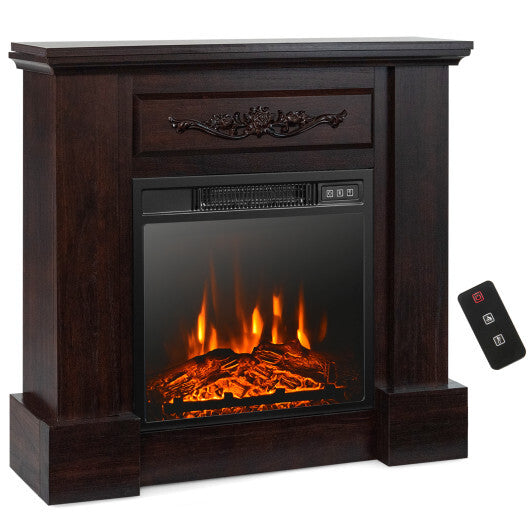 1400W TV Stand Electric Fireplace Mantel with Remote Control-White