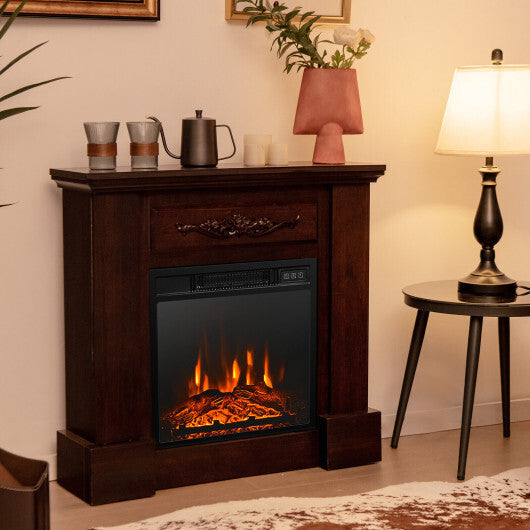 1400W TV Stand Electric Fireplace Mantel with Remote Control-White