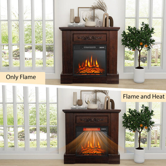 1400W TV Stand Electric Fireplace Mantel with Remote Control-White