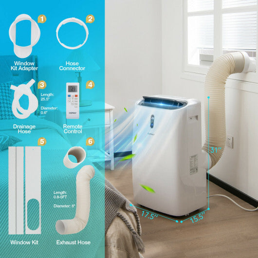 14000 BTU Portable Air Conditioner with APP and WiFi Control-White