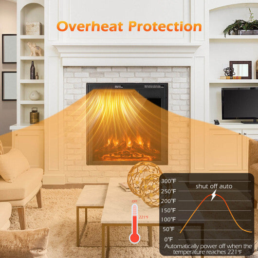 18/22.5 Inch Electric Fireplace Insert with 7-Level Adjustable Flame Brightness