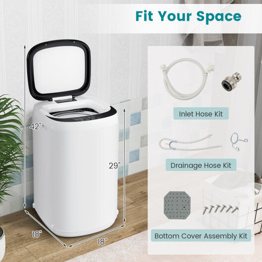 7.7 lbs Full-Automatic Washing Machine with 10 Washing Programs-Blue