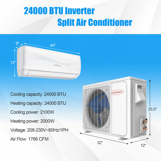 Blast Series 24000 BTU 18.5 SEER2 208-230V Ductless Mini Split Air Conditioner and Heater