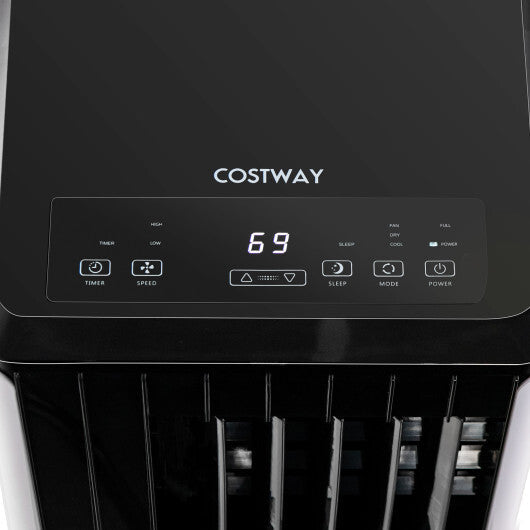 8000 BTU Portable Air Conditioner with Cool Humidifier and Sleep Mode-Black & White