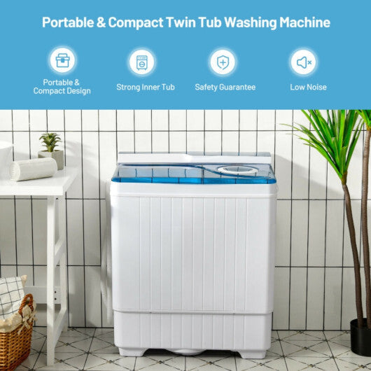 26 Pound Portable Semi-automatic Washing Machine with Built-in Drain Pump-Gray