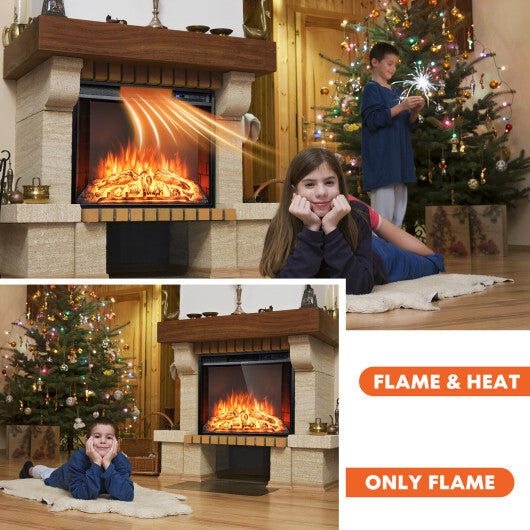 26 Inch Recessed Electric Fireplace with Adjustable Flame Brightness