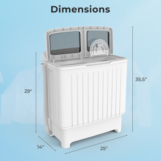 20 lbs Portable Washing Machine with Built-in Gravity Drain-Gray
