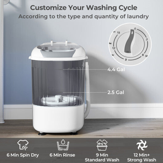 Portable Mini Semi-automatic Washing Machine with Spin Tub and Drain Hose 2.5 kg Capacity-Blue