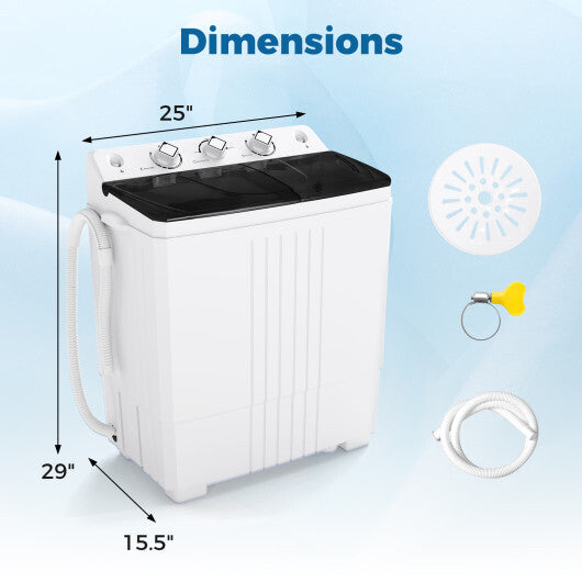 Portable Washing Machine with Built-in Drain Pump-Black