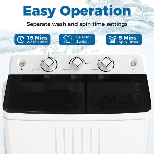 Portable Washing Machine with Built-in Drain Pump-Black