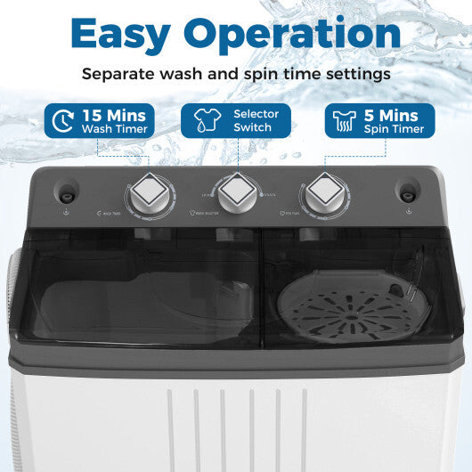 Portable Washing Machine with Built-in Drain Pump-Black