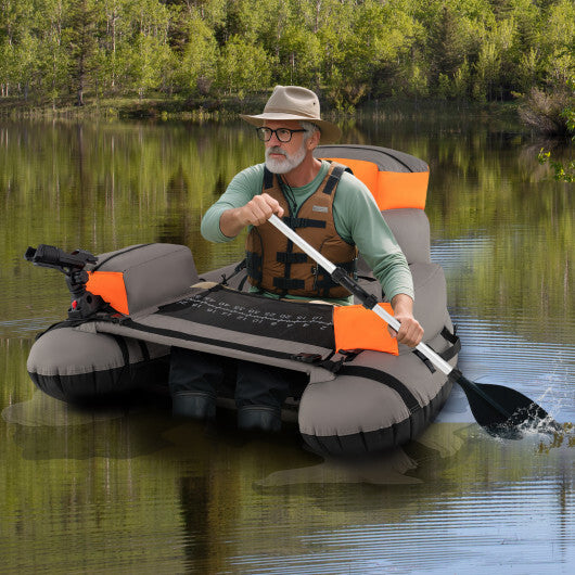 Inflatable Fishing Float Tube with Shoulder Straps and Storage for Angling-Green