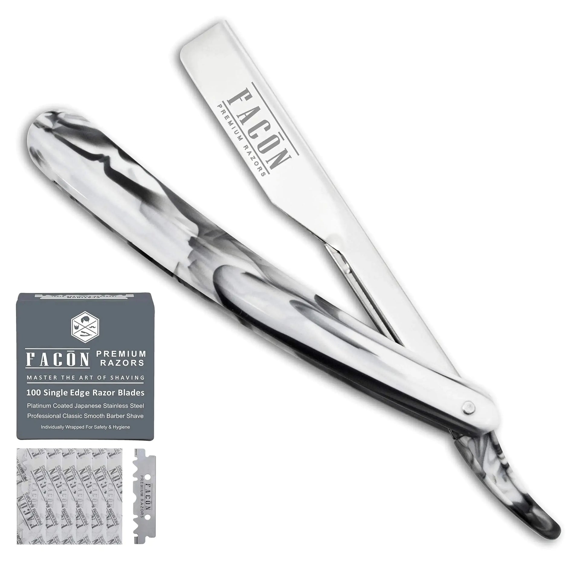 Facón Professional Marble Straight Edge Barber Razor