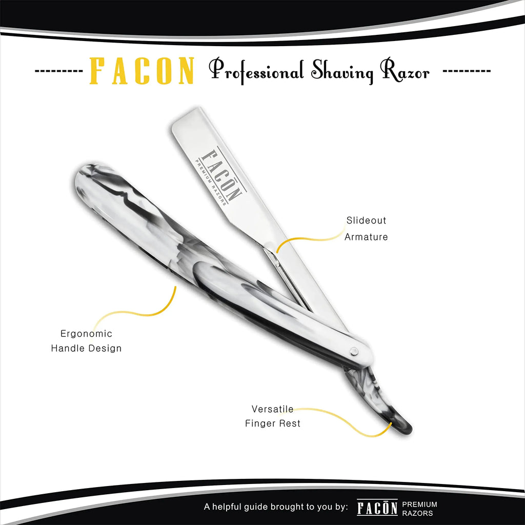 Facón Professional Marble Straight Edge Barber Razor