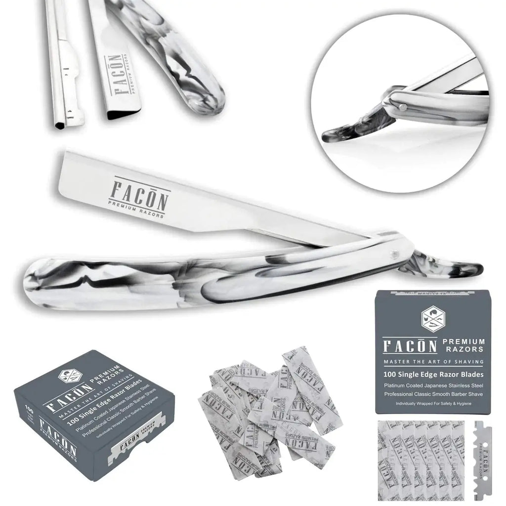 Facón Professional Marble Straight Edge Barber Razor