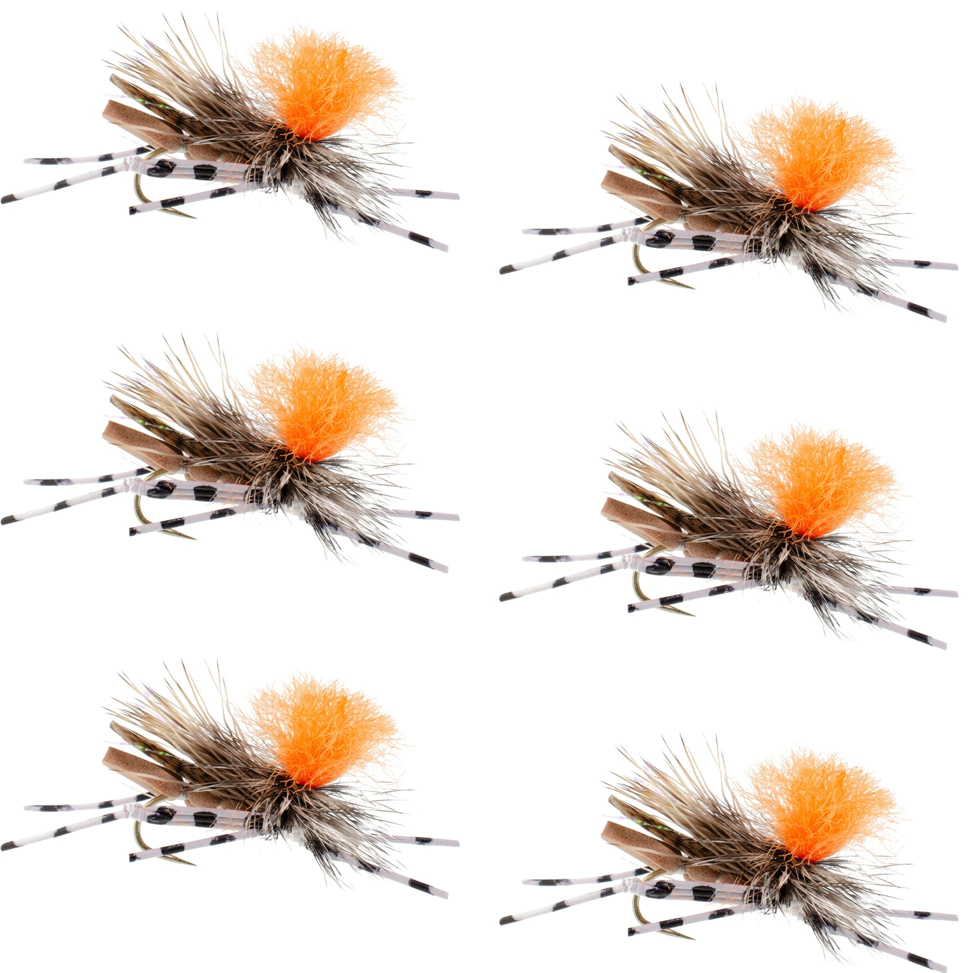 Feth Hopper Tan - Foam Grasshopper Fly Pattern - 6 Flies Hook Size 10