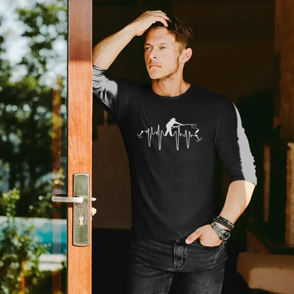 Fishing Heart Beat Men Long Sleeve Shirt