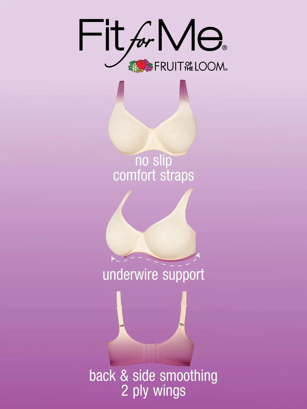 Fit For Me By Fruit of the Loom Women's Plus Size Cotton Unlined Underwire Bra - Pinch-Free Straps