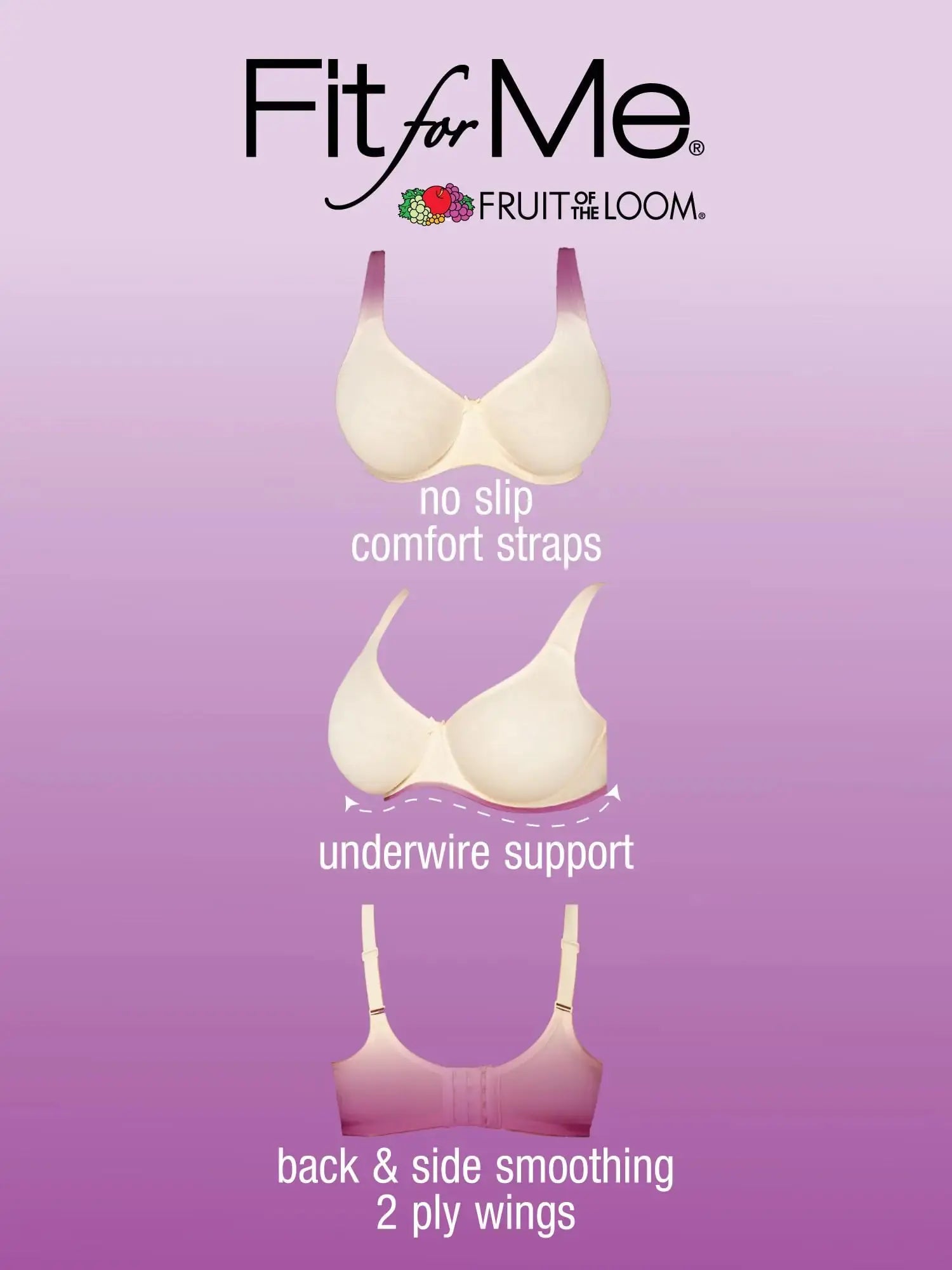 Fit For Me By Fruit of the Loom Women's Plus Size Cotton Unlined Underwire Bra - Pinch-Free Straps