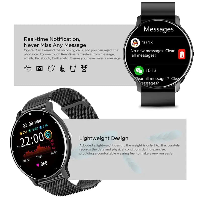 Fitness IP67 Waterproof Smartwatch - Full Touch Screen
