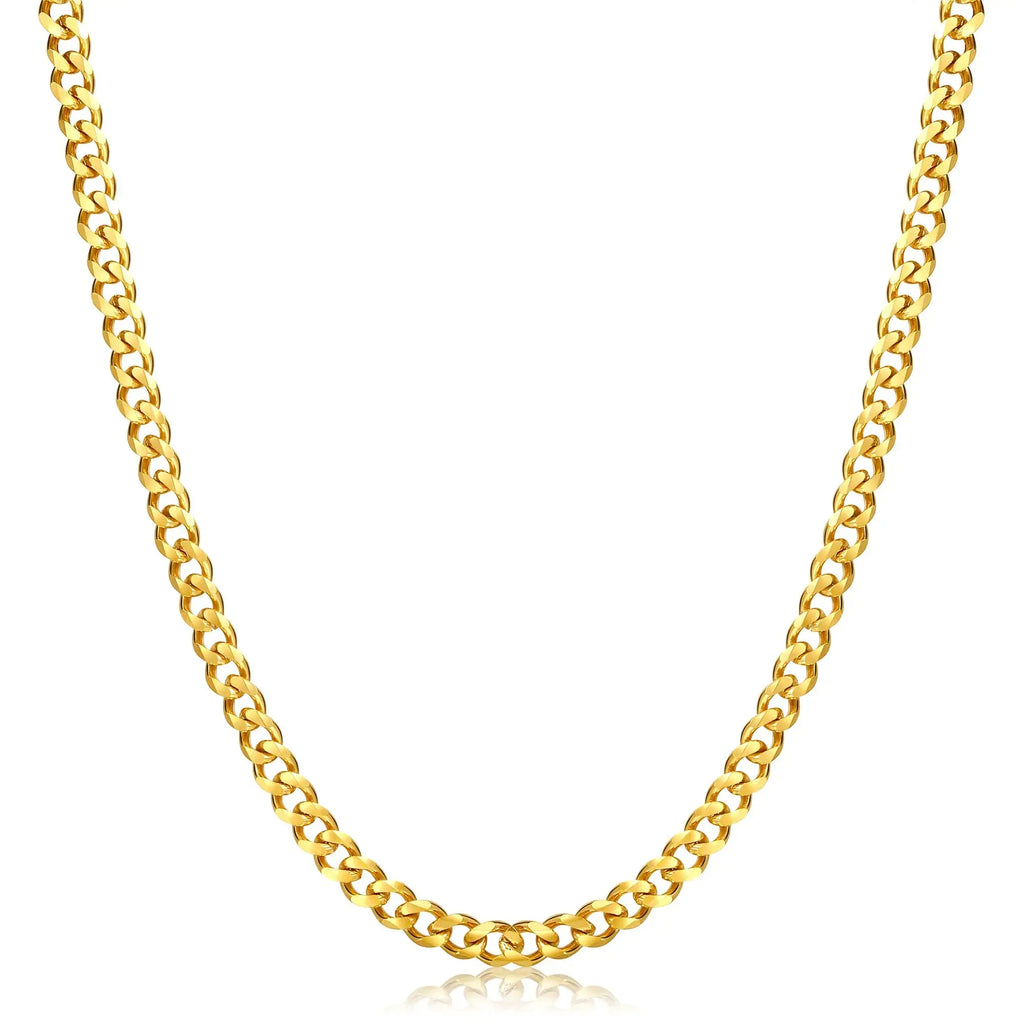 Fiusem 5mm Silver Tone 14K Gold Plated Chain - Mens  Stainless Steel Necklace 28 Inch