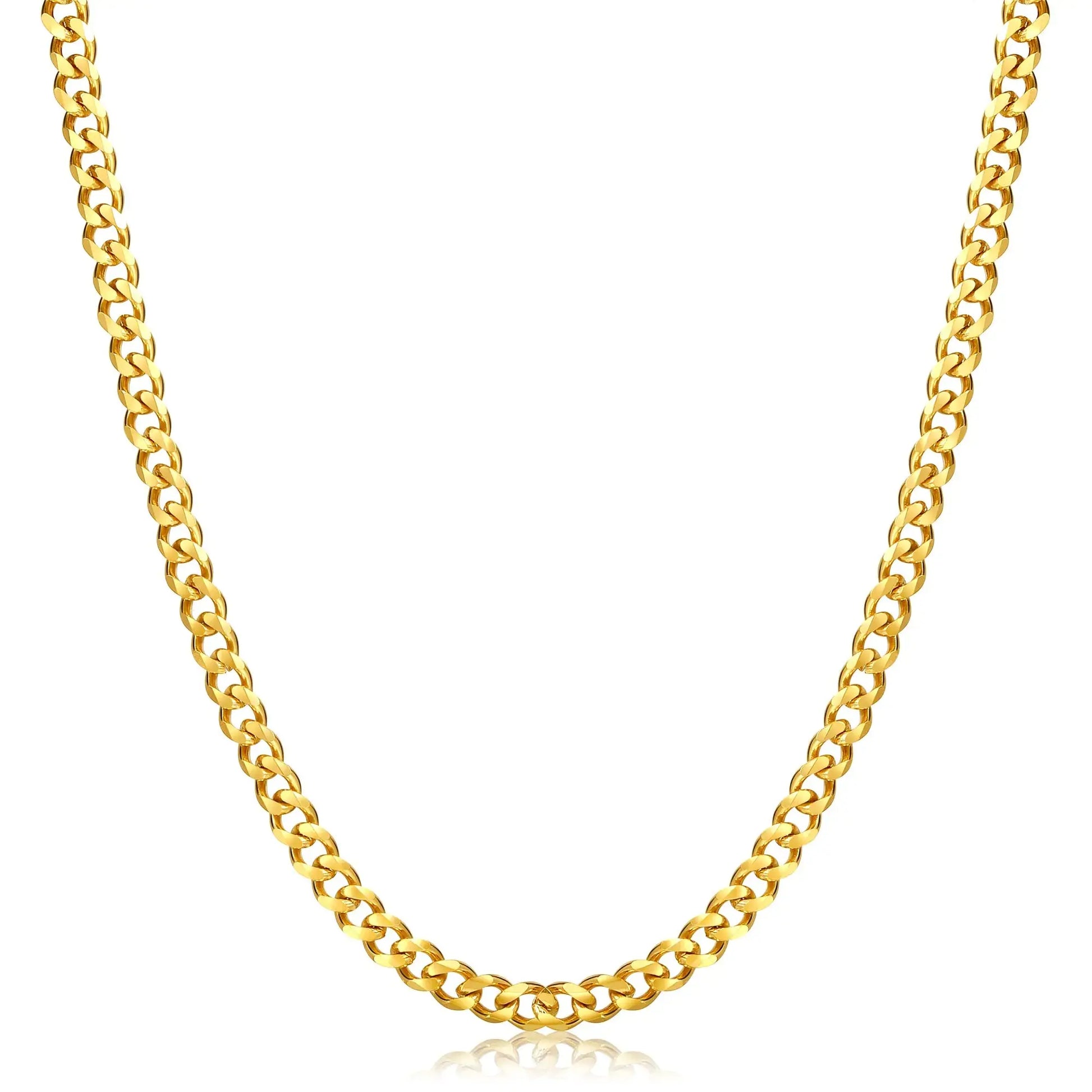 Fiusem 5mm Silver Tone 14K Gold Plated Chain - Mens  Stainless Steel Necklace 28 Inch