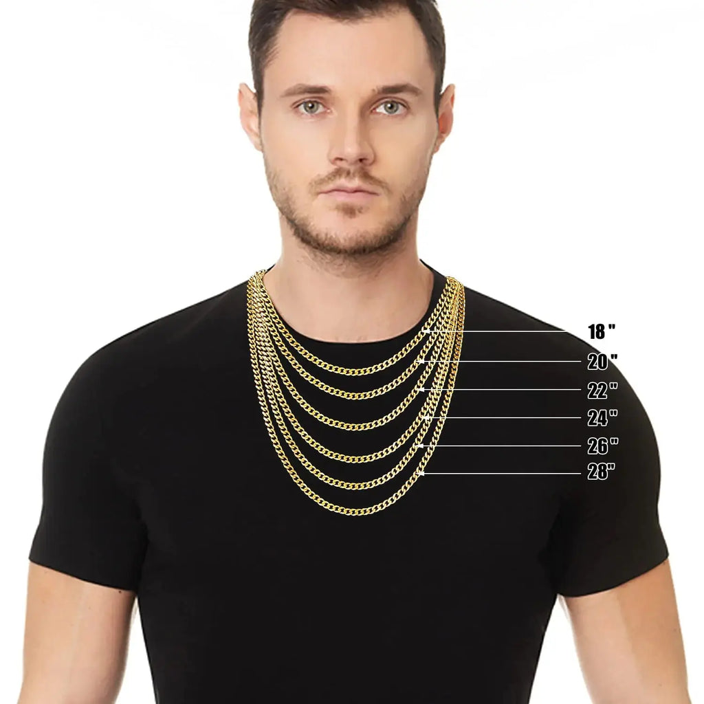 Fiusem 5mm Silver Tone 14K Gold Plated Chain - Mens  Stainless Steel Necklace 28 Inch