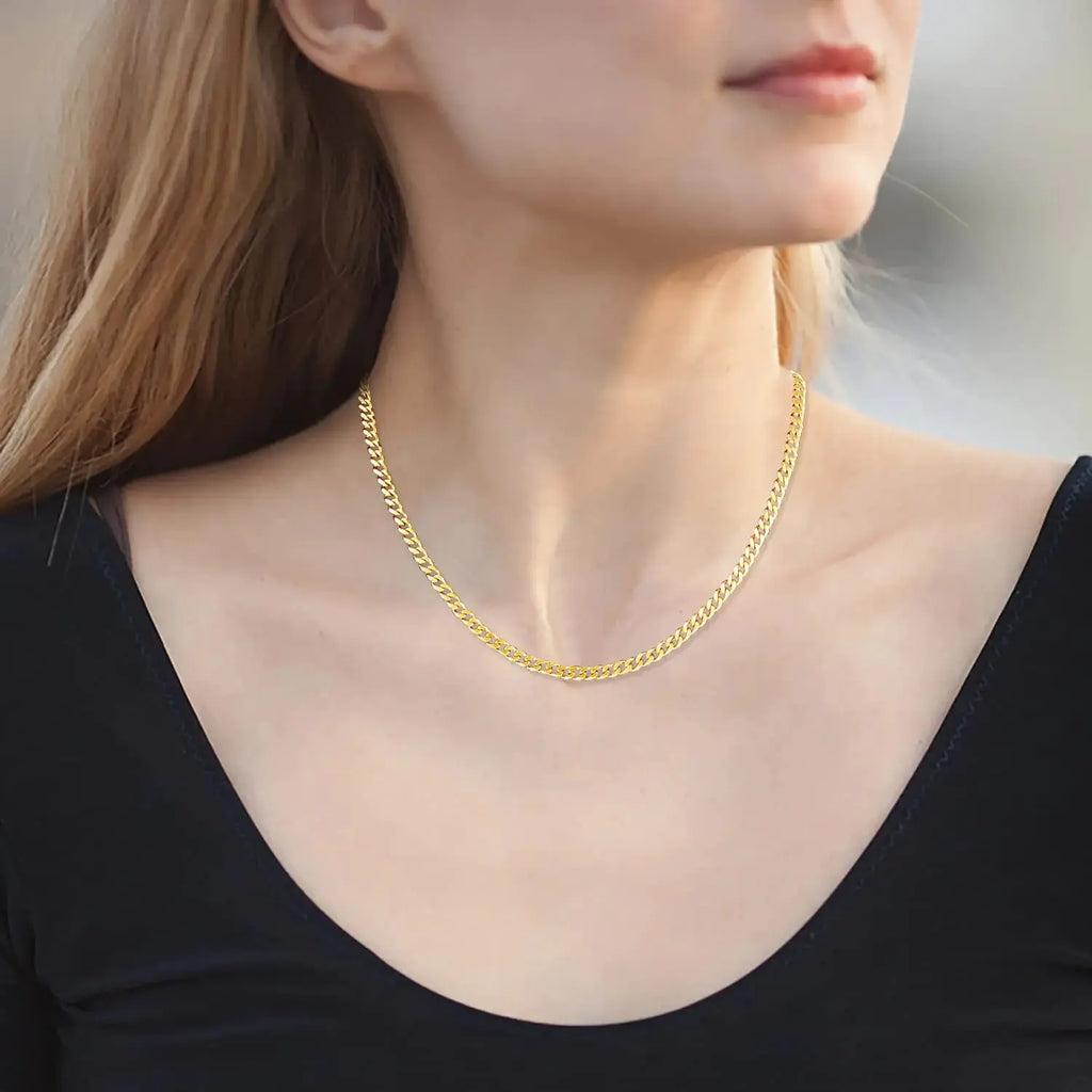 Fiusem 5mm Silver Tone 14K Gold Plated Chain - Mens  Stainless Steel Necklace 28 Inch