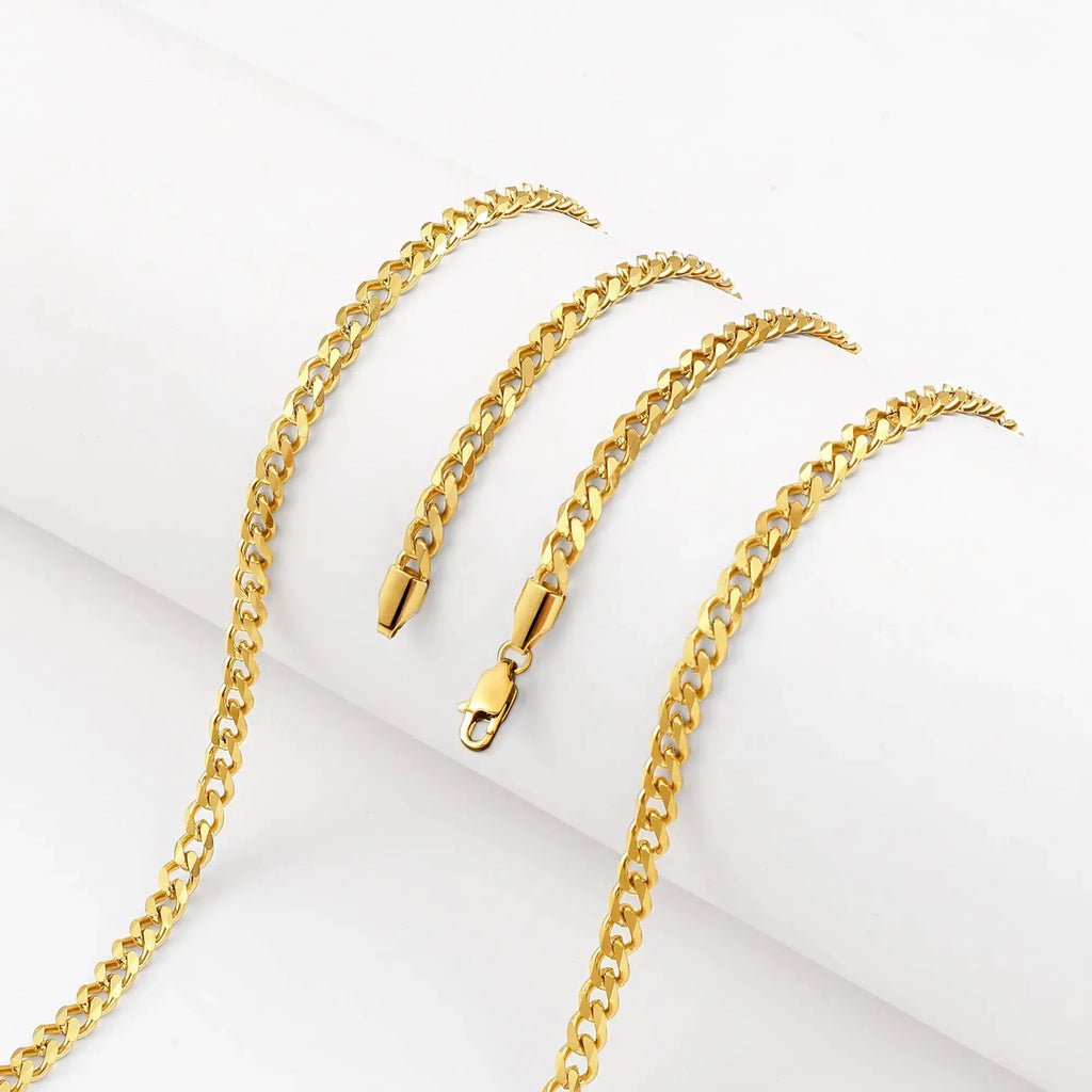 Fiusem 5mm Silver Tone 14K Gold Plated Chain - Mens  Stainless Steel Necklace 28 Inch
