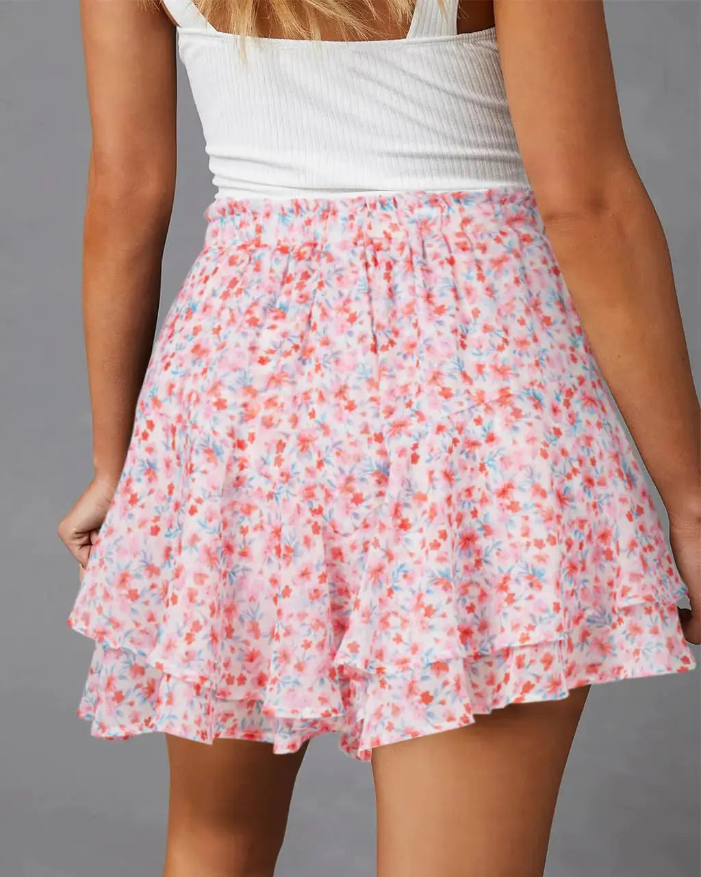Flowy Shorts for Women Casual Boho Floral Skorts Ruffle Mini Skirts