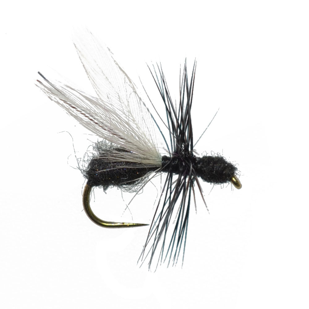 Barbless Black Fur Flying Ant Terrestrial Trout Dry Fly Fishing Flies - 6 Flies Hook Size 14