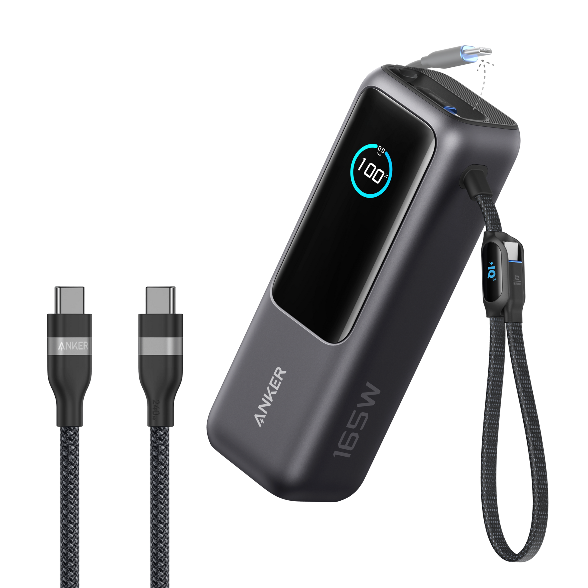 Anker Laptop Power Bank (25K, 165W, Built-In and Retractable Cables)