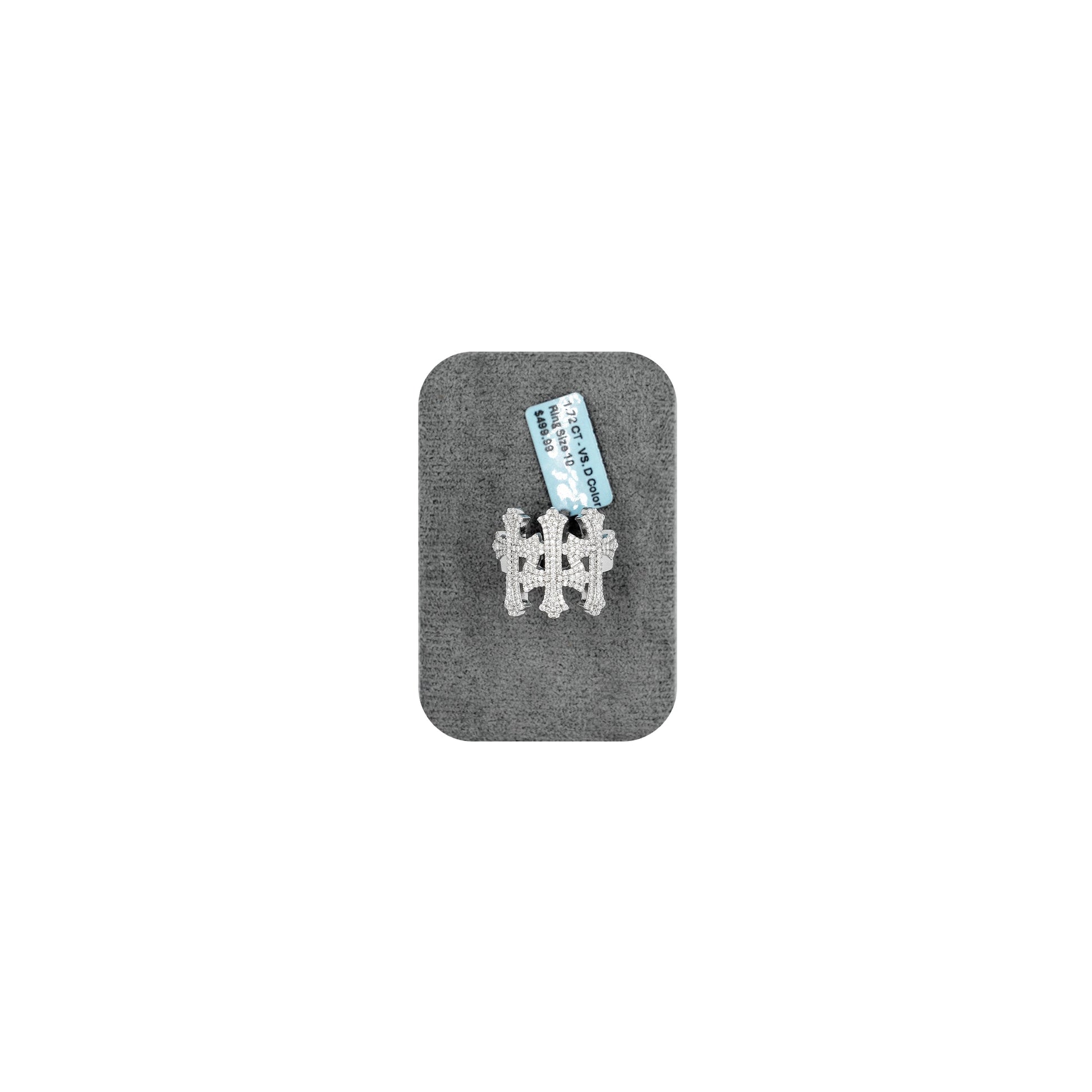 925 Silver Moissanite Triple Cross Ring – Size 10