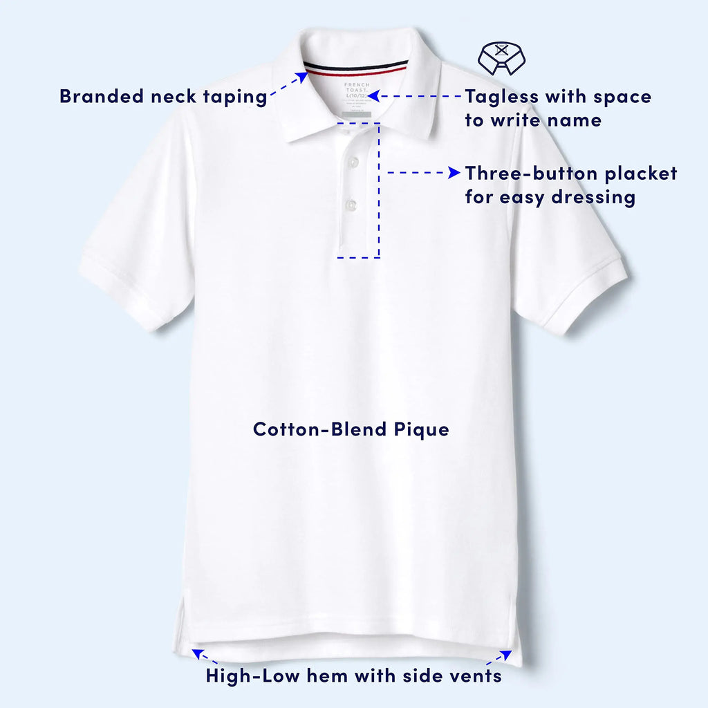 French Toast Boys' Short Sleeve Pique Polo Uniform Shirt